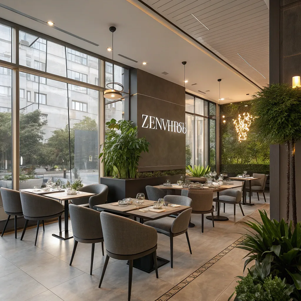 Contemporary design of ZENVARIN's restaurant interior
